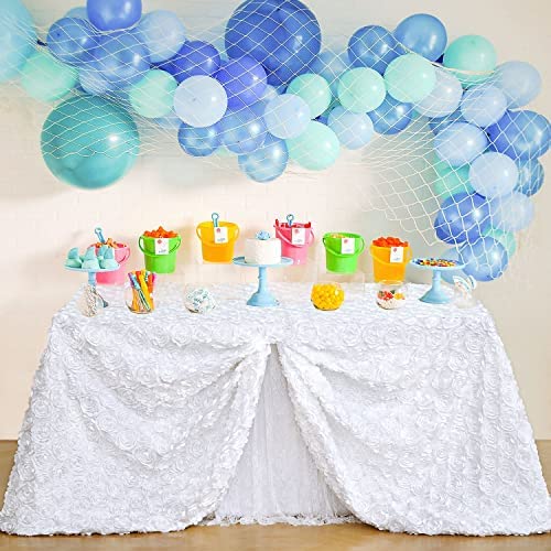 B-COOL Rosette Tablecloth Wedding Table Cloth Christmas White Tablecloth Rectangle Flower Table Cover Satin Fabric Wedding Decoration 60 x102 Inch