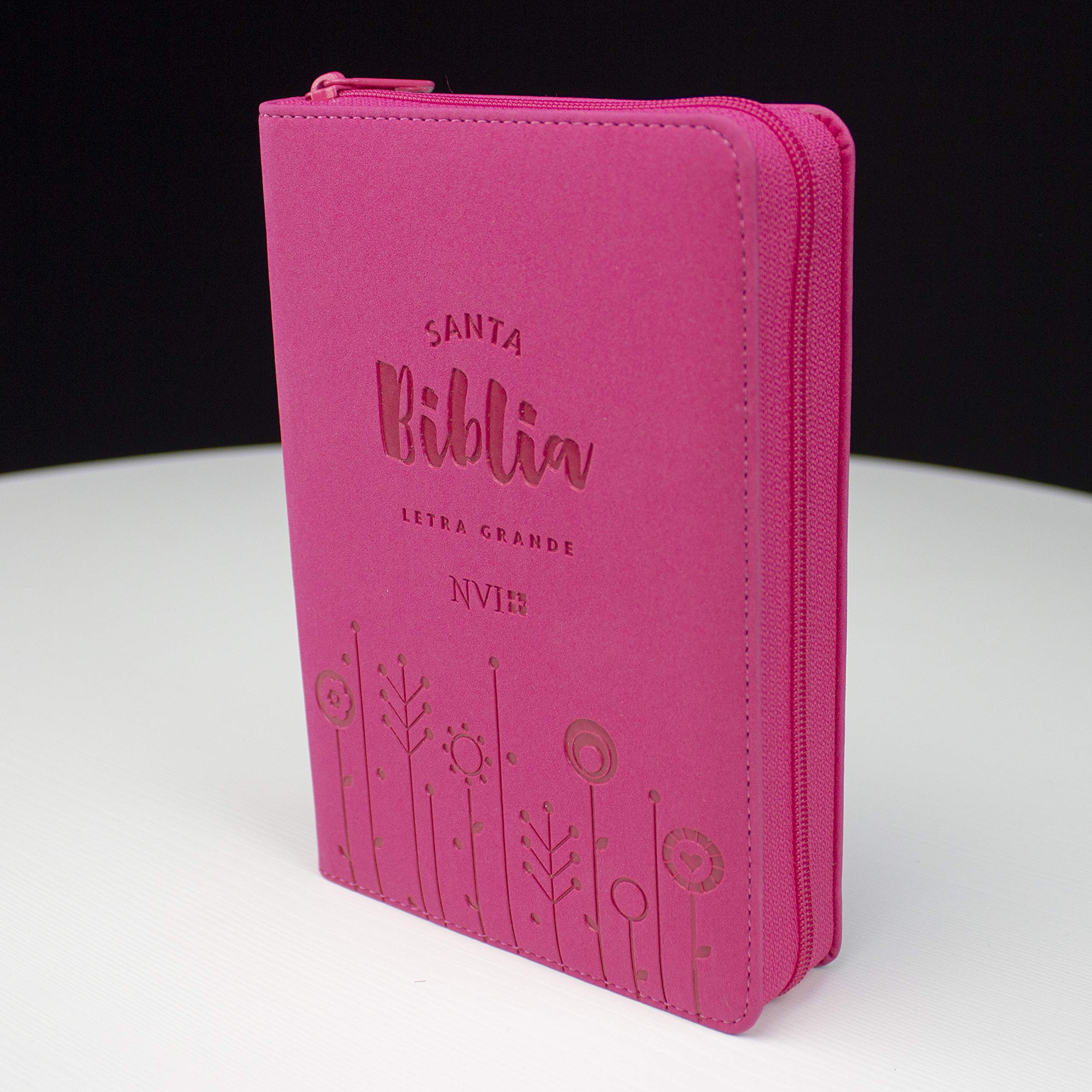 Biblia NVI letra grande – Tamaño mediano, zipper – Fucsia