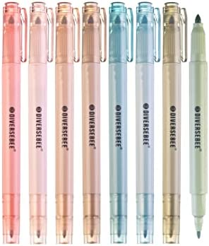 DIVERSEBEE Dual Tip Bible Highlighters and Pens No Bleed, 8 Pack Assorted Colors Quick Dry Highlighters Set, Cute Markers, Bible Study Journaling School Office Supplies, Bible Accessories