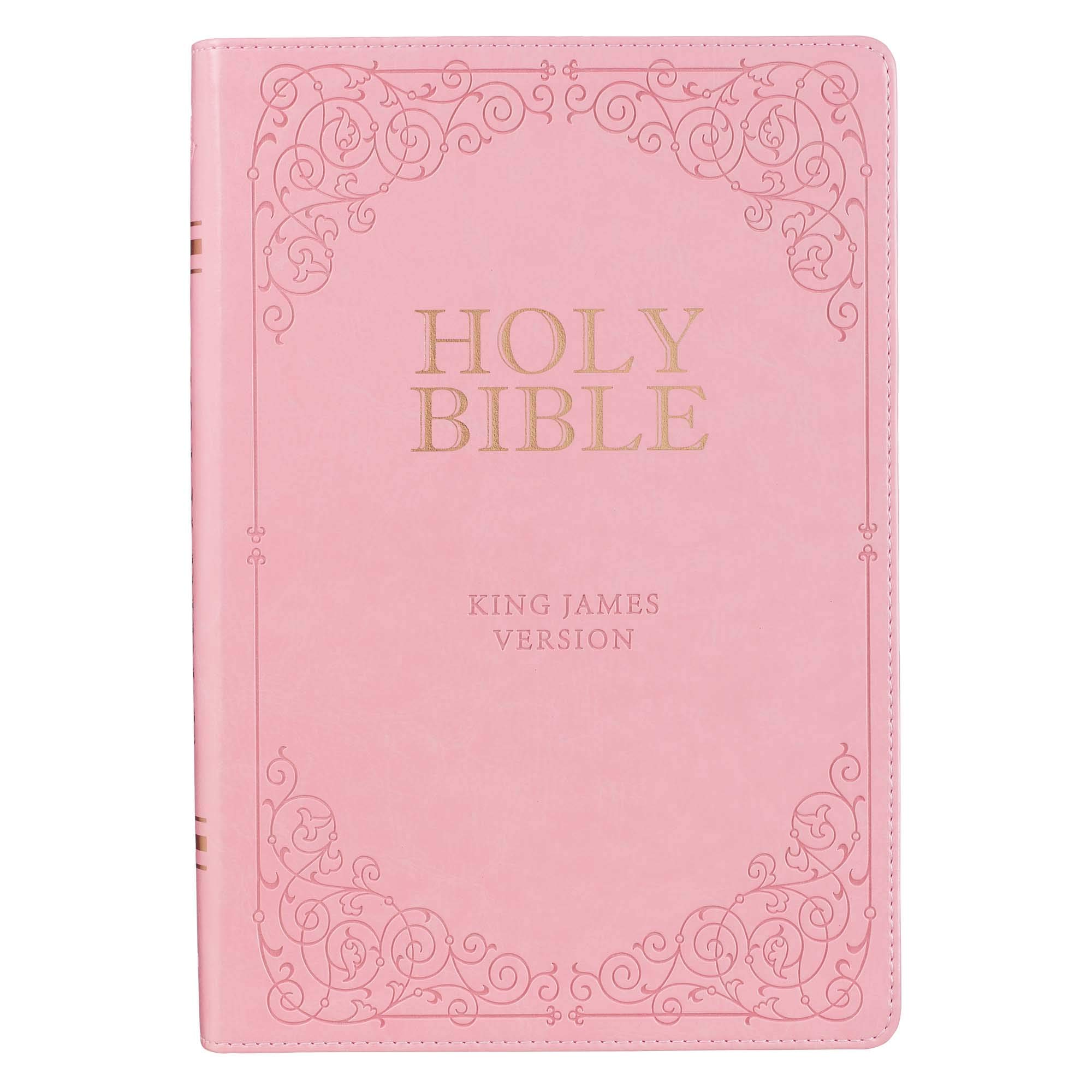 KJV Holy Bible, Giant Print Full-Size, Pink Faux Leather w/Ribbon Marker, Red Letter, Thumb Index, King James Version